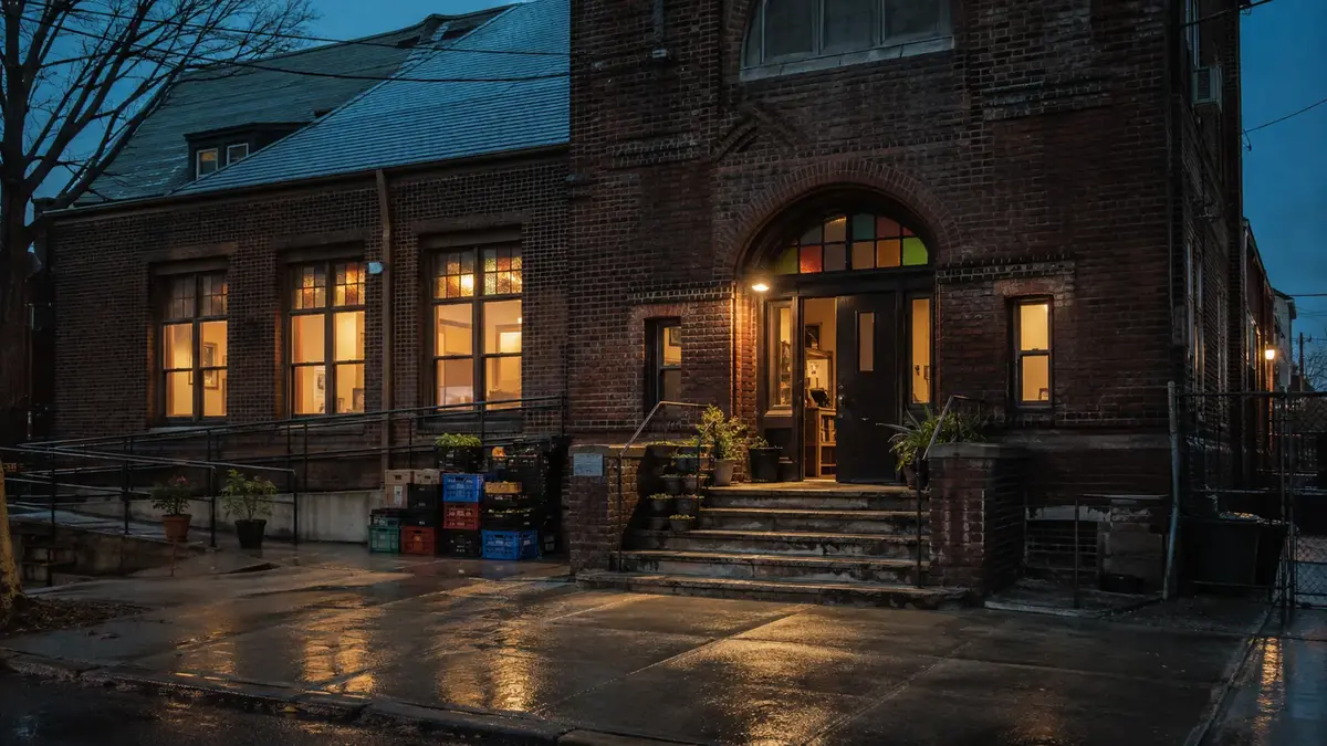 The Reclaimer Congregation House at dusk
